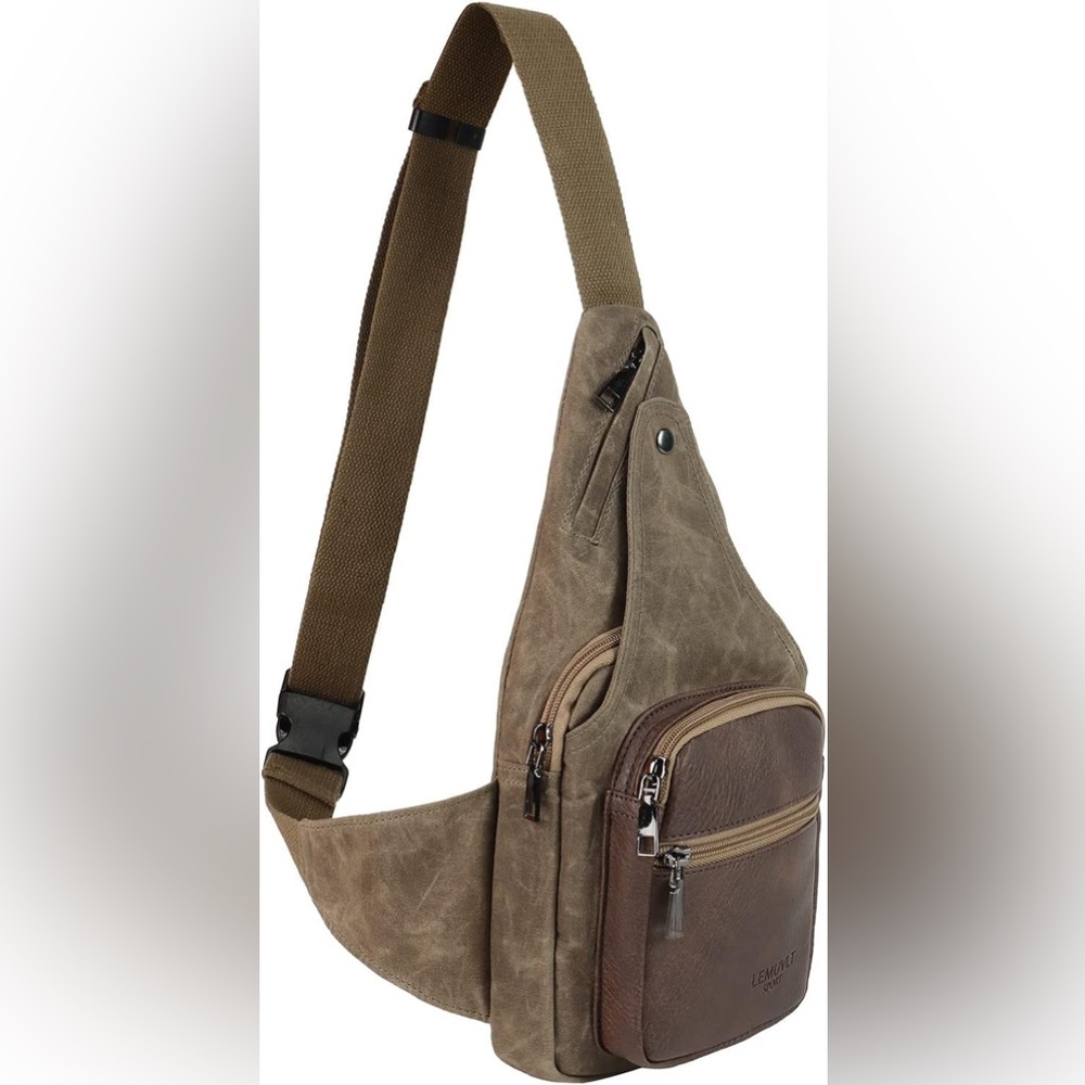 LEMUVLT SPORT WAXED CANVAS Brown Sling Bag